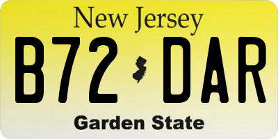 NJ license plate B72DAR