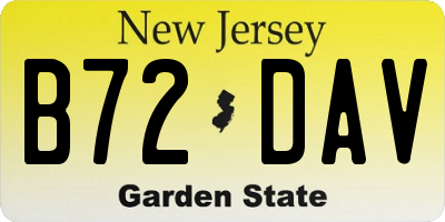 NJ license plate B72DAV
