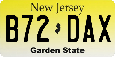 NJ license plate B72DAX