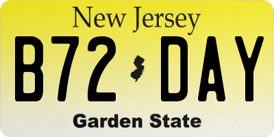 NJ license plate B72DAY