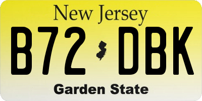 NJ license plate B72DBK