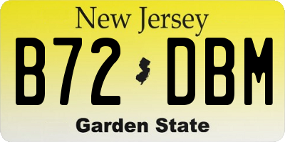 NJ license plate B72DBM