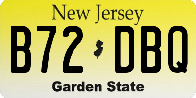 NJ license plate B72DBQ