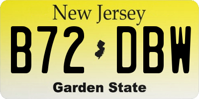 NJ license plate B72DBW