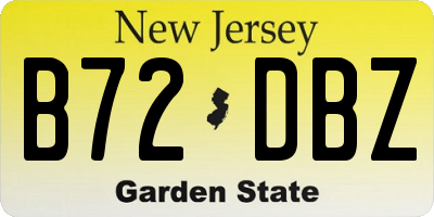 NJ license plate B72DBZ