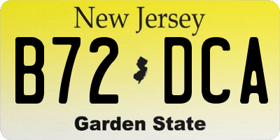 NJ license plate B72DCA