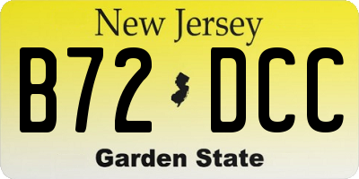 NJ license plate B72DCC