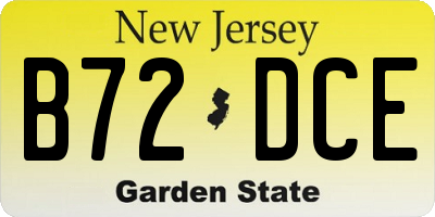 NJ license plate B72DCE