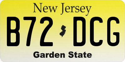 NJ license plate B72DCG