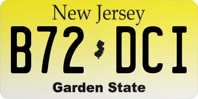 NJ license plate B72DCI