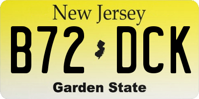 NJ license plate B72DCK