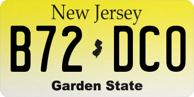 NJ license plate B72DCO