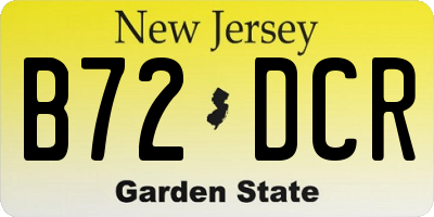 NJ license plate B72DCR