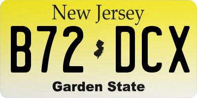 NJ license plate B72DCX