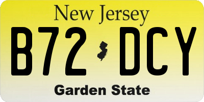 NJ license plate B72DCY