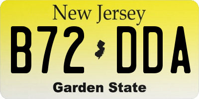 NJ license plate B72DDA