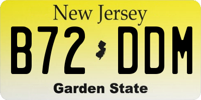 NJ license plate B72DDM
