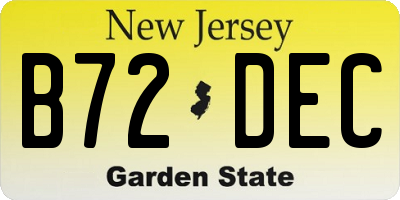 NJ license plate B72DEC