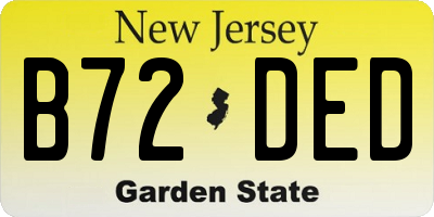 NJ license plate B72DED