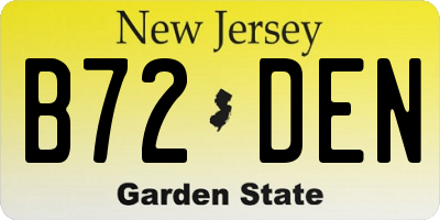 NJ license plate B72DEN