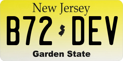 NJ license plate B72DEV