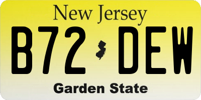 NJ license plate B72DEW