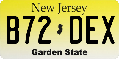 NJ license plate B72DEX