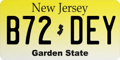 NJ license plate B72DEY
