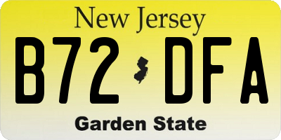 NJ license plate B72DFA