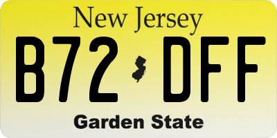 NJ license plate B72DFF