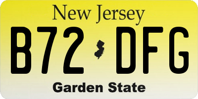 NJ license plate B72DFG