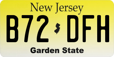 NJ license plate B72DFH