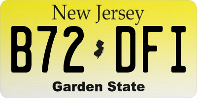 NJ license plate B72DFI