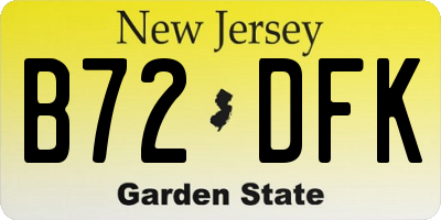 NJ license plate B72DFK