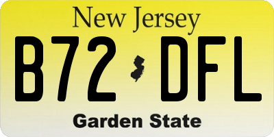 NJ license plate B72DFL