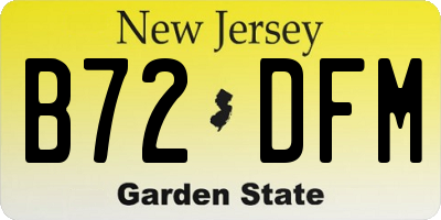 NJ license plate B72DFM