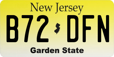NJ license plate B72DFN