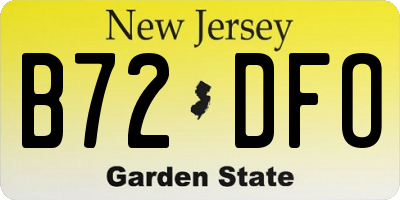 NJ license plate B72DFO