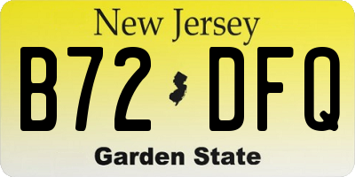 NJ license plate B72DFQ