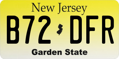 NJ license plate B72DFR