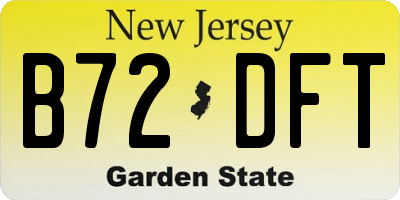 NJ license plate B72DFT