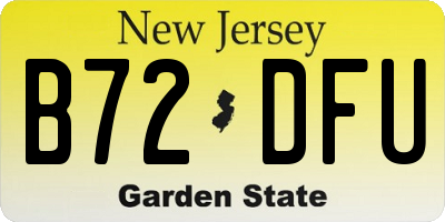 NJ license plate B72DFU