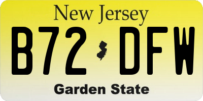 NJ license plate B72DFW