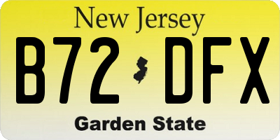 NJ license plate B72DFX