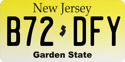 NJ license plate B72DFY