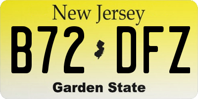 NJ license plate B72DFZ