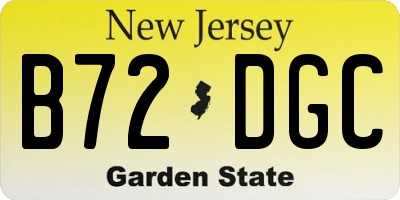 NJ license plate B72DGC