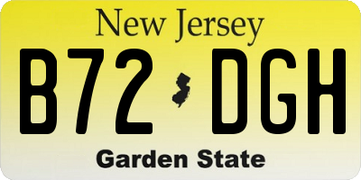 NJ license plate B72DGH