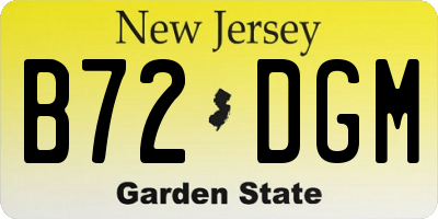 NJ license plate B72DGM