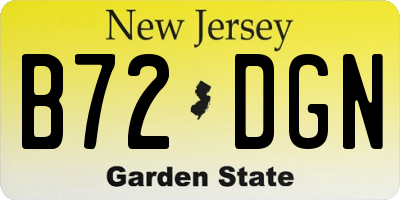 NJ license plate B72DGN